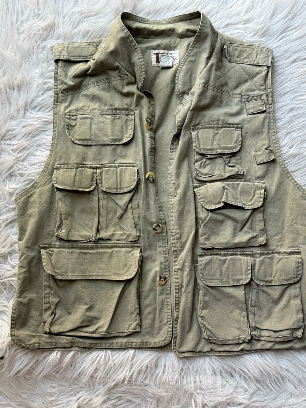 Vintage Trail Designs Utility Vest L Khaki Safari Fishing Cargo Gorpcore